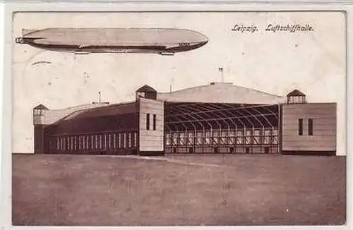 13/5 Ak Leipzig Zeppelin über Luftschiffhalle 1916