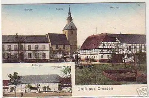 07458 Ak Gruß aus Crossen Rittergut, Gasthof usw. 1910