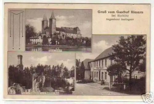 07864 Ak Gruß aus Gasthof Biesern bei Rochlitz 1929