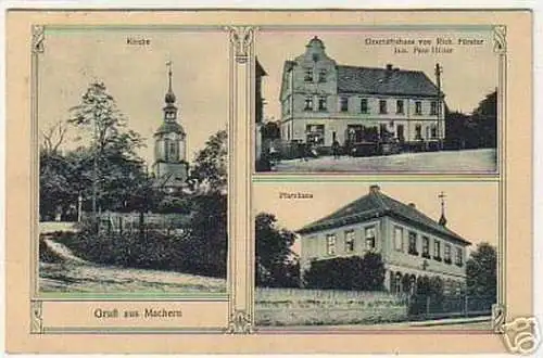 06943 Ak Gruß aus Machern Geschäftshaus usw. 1930