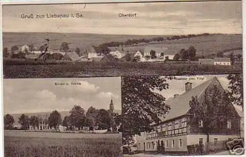 05046 Ak Gruß aus Liebenau in Sachsen Gasthof usw. 1917