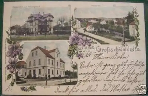 Schöne Ak Gruss aus Großschweidnitz Gasthof 1906