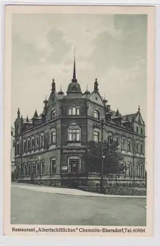 90887 AK Restaurant 'Albertschlößchen' Chemnitz-Ebersdorf um 1920