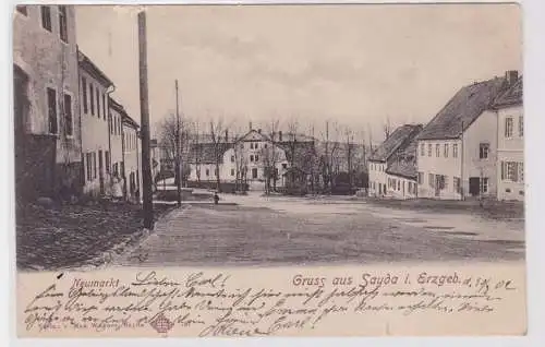 91158 AK Gruss aus Sayda im Erzgebirge - Neumarkt, Straßenansicht 1902