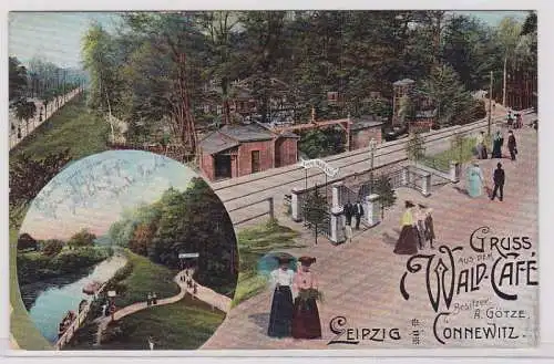 88228 Ak Gruss aus dem Wald-Café Leipzig Connewitz von A. Götze 1907