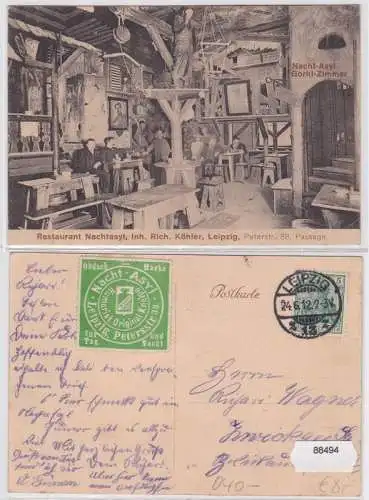 88494 Ak Leipzig Petersstr. 38 Restaurant Nachtasyl Gorki-Zimmer 1912