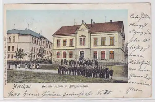 88091 AK Nerchau - Beamtenschule und Bürgerschule 1908