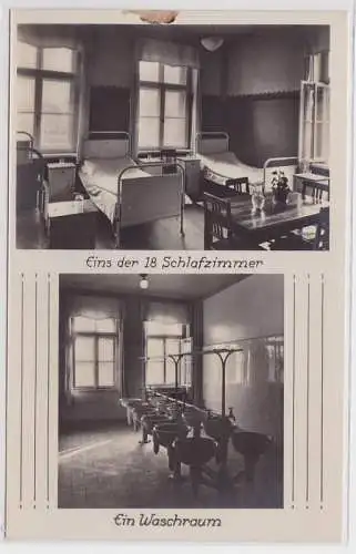 87872 Foto Ak Arbeiter-Turn- u. Sportschule Leipzig Schlafraum Waschraum um 1930