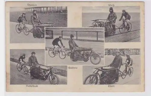 87880 Ak Leipzig Steherrennen Radrennen mit Namen der Fahrer um 1919