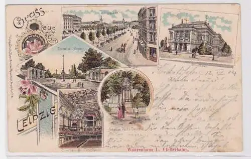 87380 AK Gruss aus Leipzig - Concerthaus, Denkmal, Königsplatz, Rosenthal 1904