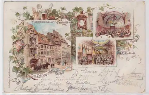 87664 Ak Lithografie Leipzig Der Thüringer Hof 1896