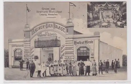 86995 AK Gruss aus Bremers Bierpalast - Leipzig Messplatz 1910