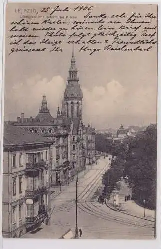 86879 Ak Leipzig Löhrsplatz mit Reformirter Kirche 1906