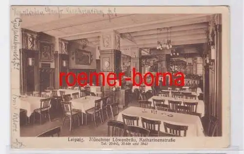 81827 Ak Leipzig Münchner Löwenbräu Katharinenstraße Innenansicht 1917