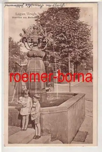 79916 Ak Lugau im Erzgebirge Brunnen am Rathaus 1934