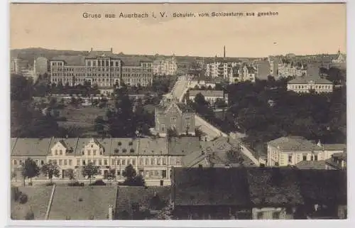 70383 AK Gruss aus Auerbach i.V. - Schulstr. vom Schlossturm aus gesehen 1911