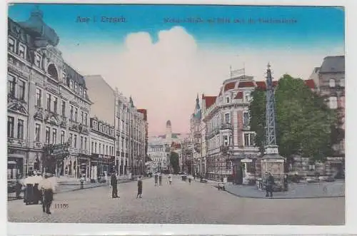 69102 Ak Aue Wettiner Strasse mit Blick nach der Friedenskirche um 1910