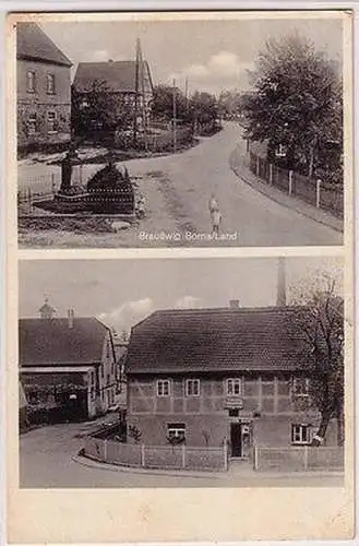 67507 Mehrbild Ak Braußwig Borna Land Schumacherei und Materialwarengeschäft