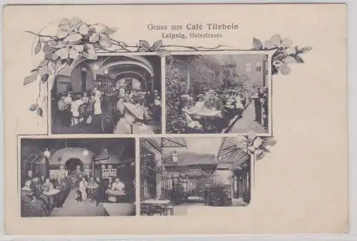 49443 Mehrbild Ak Gruss aus dem Café Tilebein in Leipzig Hainstraße 1909