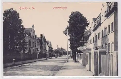 53972 Ak Rochlitz in Sachsen, Blick in die Bahnhofstraße um 1910