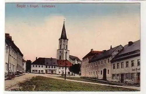 37537 Ak Sayda im Erzgebirge Lutherplatz um 1910