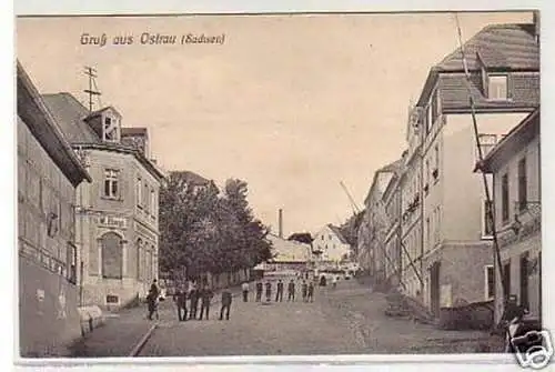 32644 Ak Gruß aus Ostrau in Sa. Straßenansicht um 1910