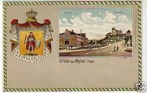 31372 Präge-Ak Litho Gruss aus Mylau i. Vogtl. um 1900