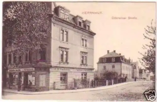 23446 Ak Herrnhut Oderwitzer Strasse Papierhandlung1915