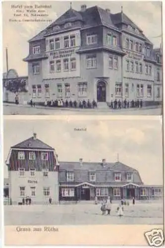 23849 Ak Gruss aus Rötha Hotel zum Bahnhof um 1910