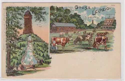 21286 Ak Lithographie Gruß aus Leipzig Rosenthalberg usw. 1905