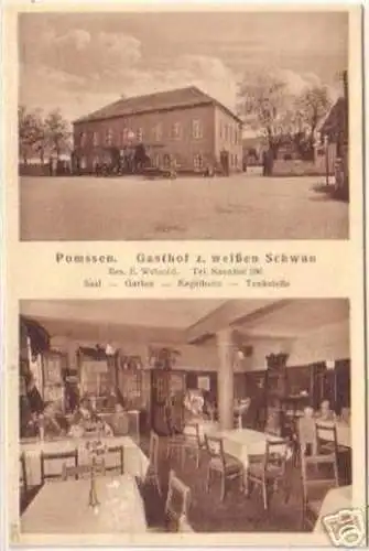 17231 Ak Pomssen Gasthof zum weißen Schwan 1930