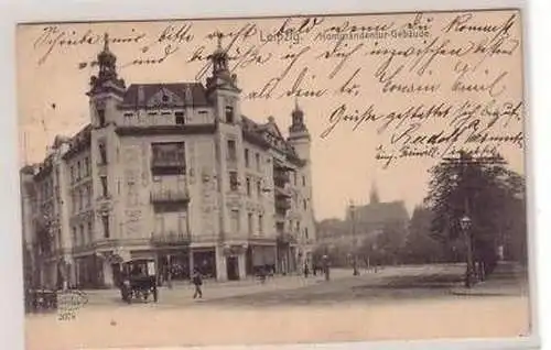 18/19 Ak Leipzig Kommandatur Gebäude 1907