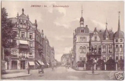 17894 Ak Zwickau in Sachsen Schumannplatz um 1910