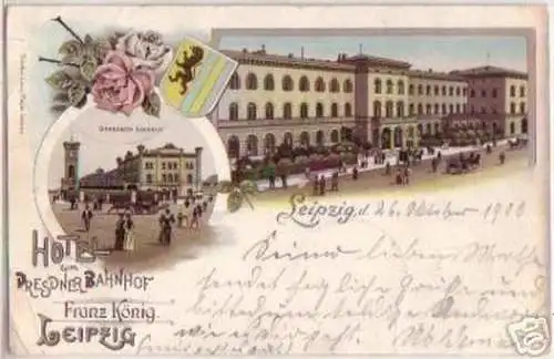 15852 Ak Lithographie Leipzig Dresdner Bahnhof 1900