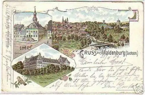 09991 Ak Lithographie Gruss aus Waldenburg in Sa. 1900