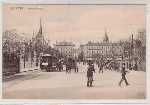 10/12 Ak Leipzig Augustusplatz mit Paulinerkirche 1910