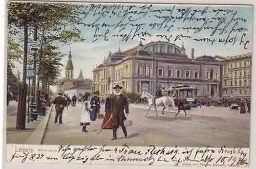 10/54 Ak Leipzig Blücherplatz mit Verkehr 1903