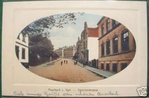 seltene Ak Auerbach i.Vgtl. Seminarstrasse um 1910