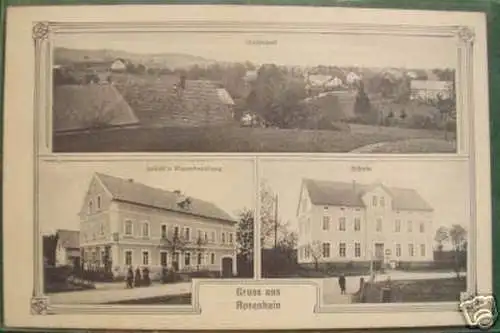 schöne Ak Gruss aus Rosenhain Schule usw. 1912