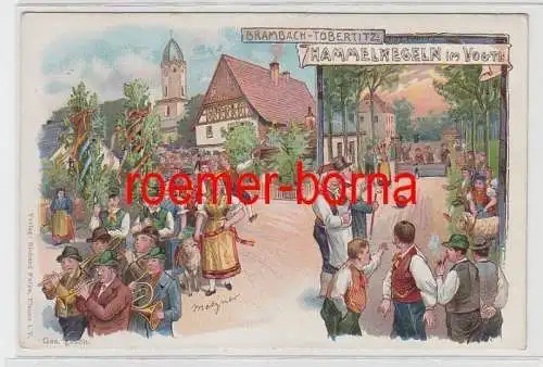 73350 Ak Lithographie Brambach Tobertitz Hammelkegeln im Vogtland um 1900