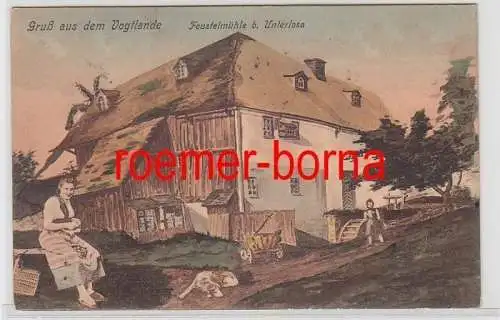 74656 Ak Gruß aus dem Vogtlande Feustelmühle bei Unterlosa um 1910