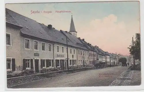 70970 Künstler Ak Sayda im Erzgebirge Hauptstrasse um 1910