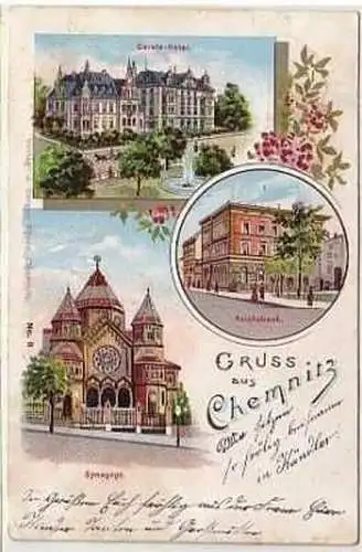 28178 Ak Gruß aus Chemnitz Synagoge usw. 1902