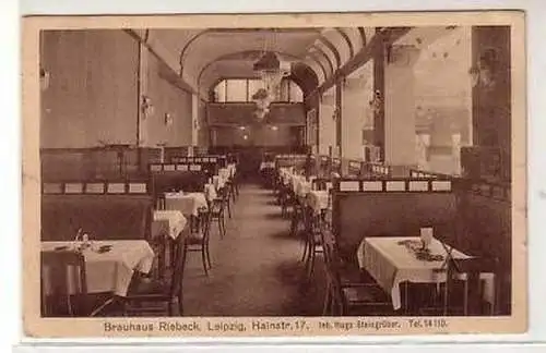 23172 Ak Brauhaus Riebeck Leipzig Hainstraße 17, 1913