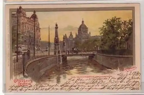 24/30 Ak Lithografie Leipzig Karl Tauchnitz Brücke 1903