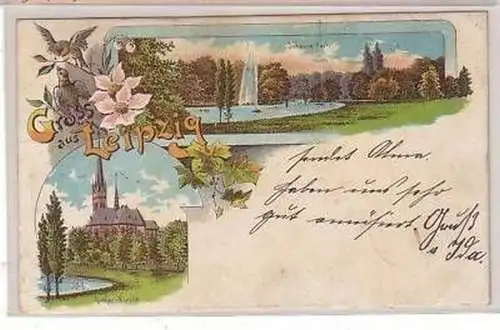 24/28 Ak Lithografie Leipzig Johanna-Park 1905