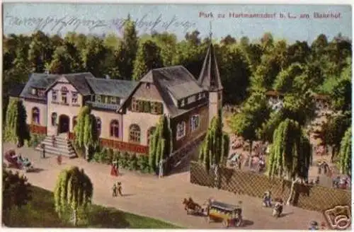 17867 Ak Park zu Hartmannsdorf am Bahnhof um 1920