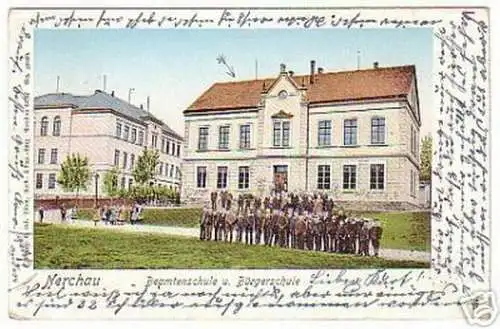 14425 Ak Nerchau Beamtenschule und Bürgerschule 1906