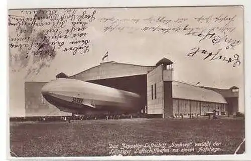 13/32 Ak Leipzig Zeppelin Luftschiff "Sachsen" 1913