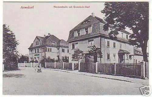 14428 Ak Arnsdorf Niederstraße mit Gemeindeamt um 1920